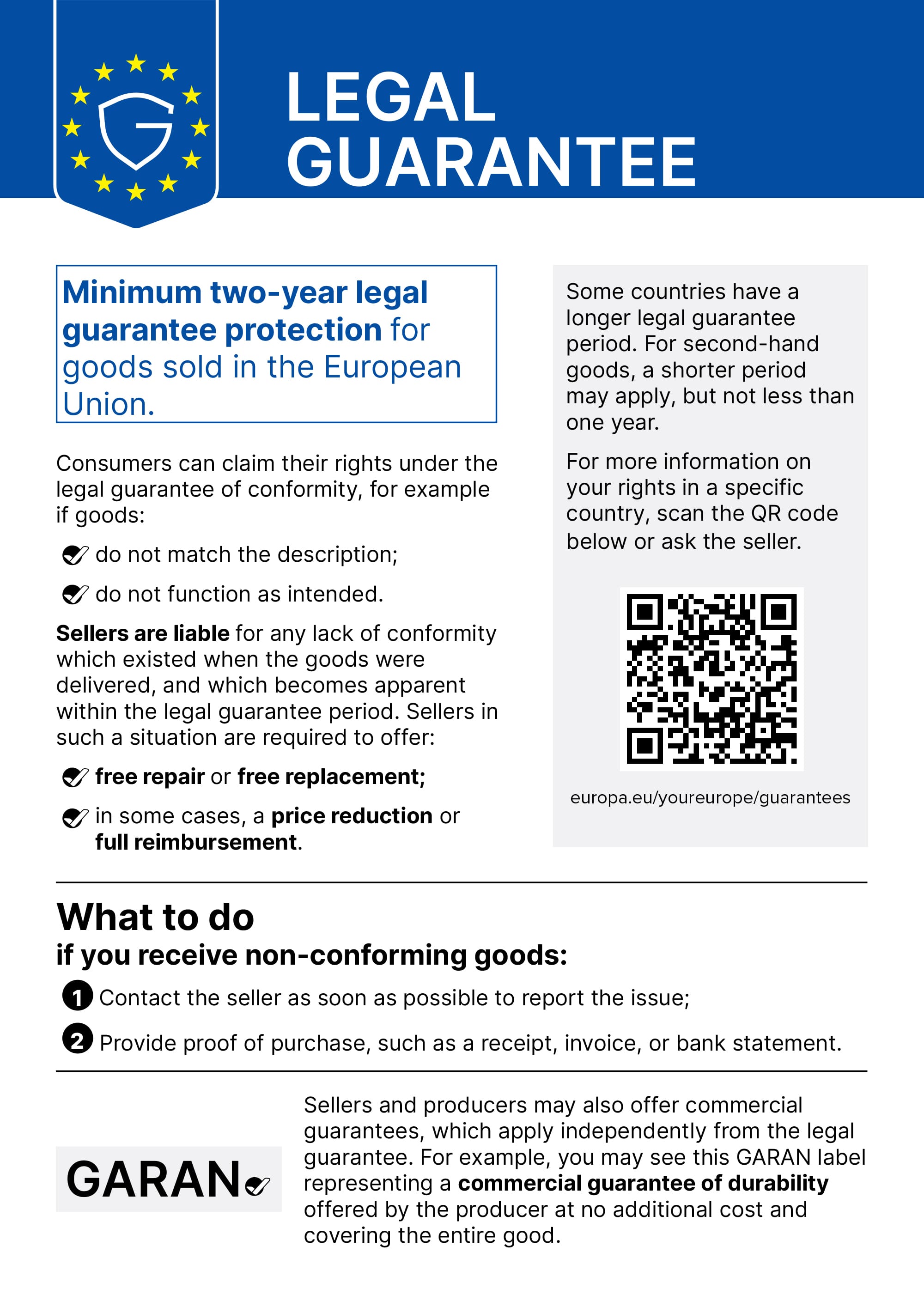 Legal guarantee notice – English Legal guarantee notice – English