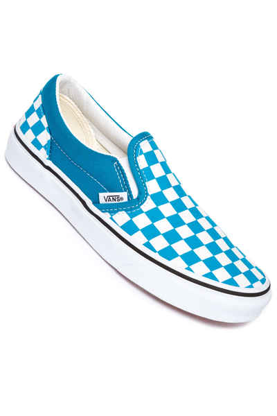 vans slip on chex skate shoe cool blue