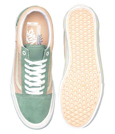 vans old skool pro washed peach & blue skate shoes