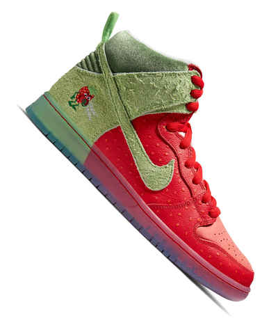 Nike SB Dunk High Pro Strawberry Cough Shoes (university red spinach green)
