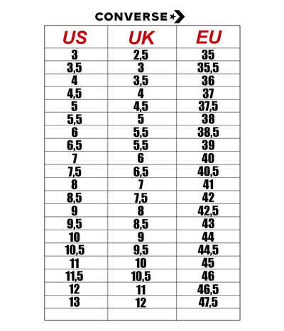 Converse jack purcell size chart online