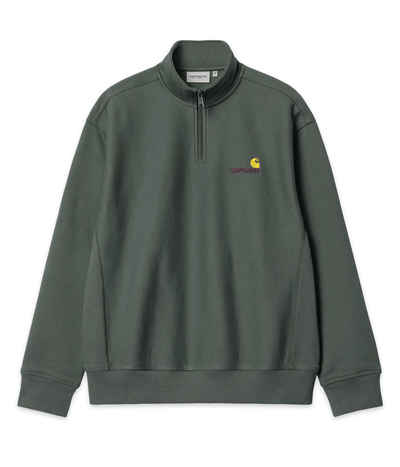 Shop Carhartt Wip American Script Half Zip Sweatshirt Dark Cedar