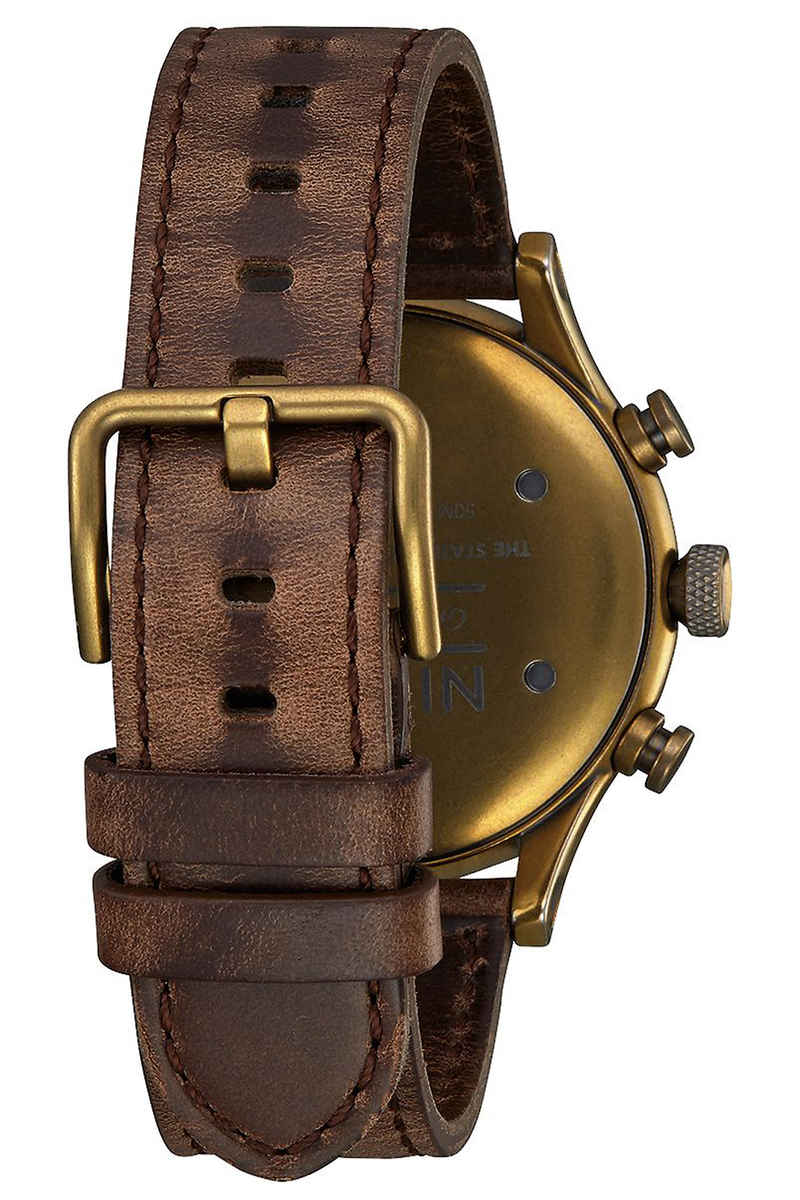 Nixon The Station Chrono Leather Watch (brass black taupe)