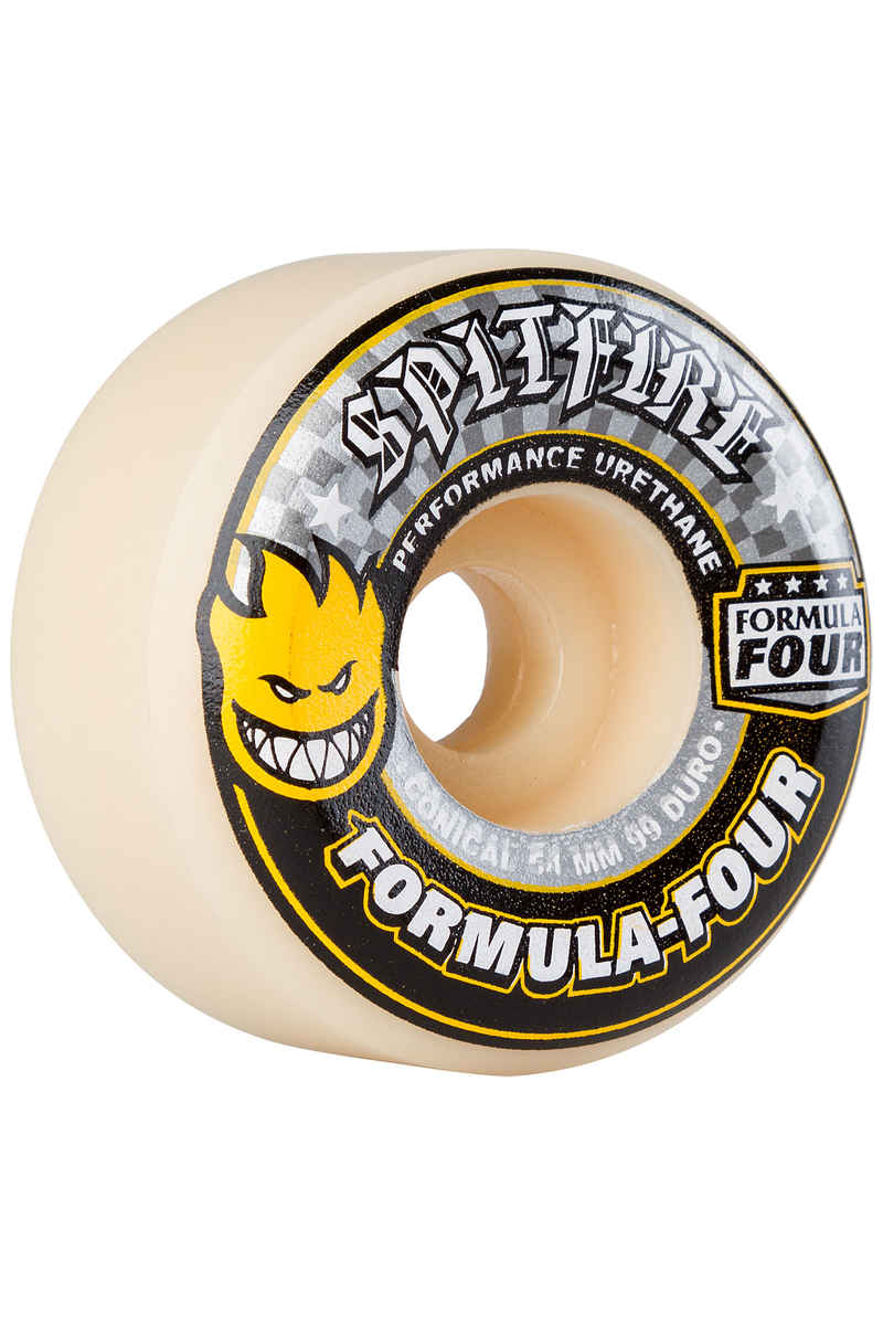 Spitfire Formula Four Conical Wheels (white yellow) 54mm 99A 4 Pack