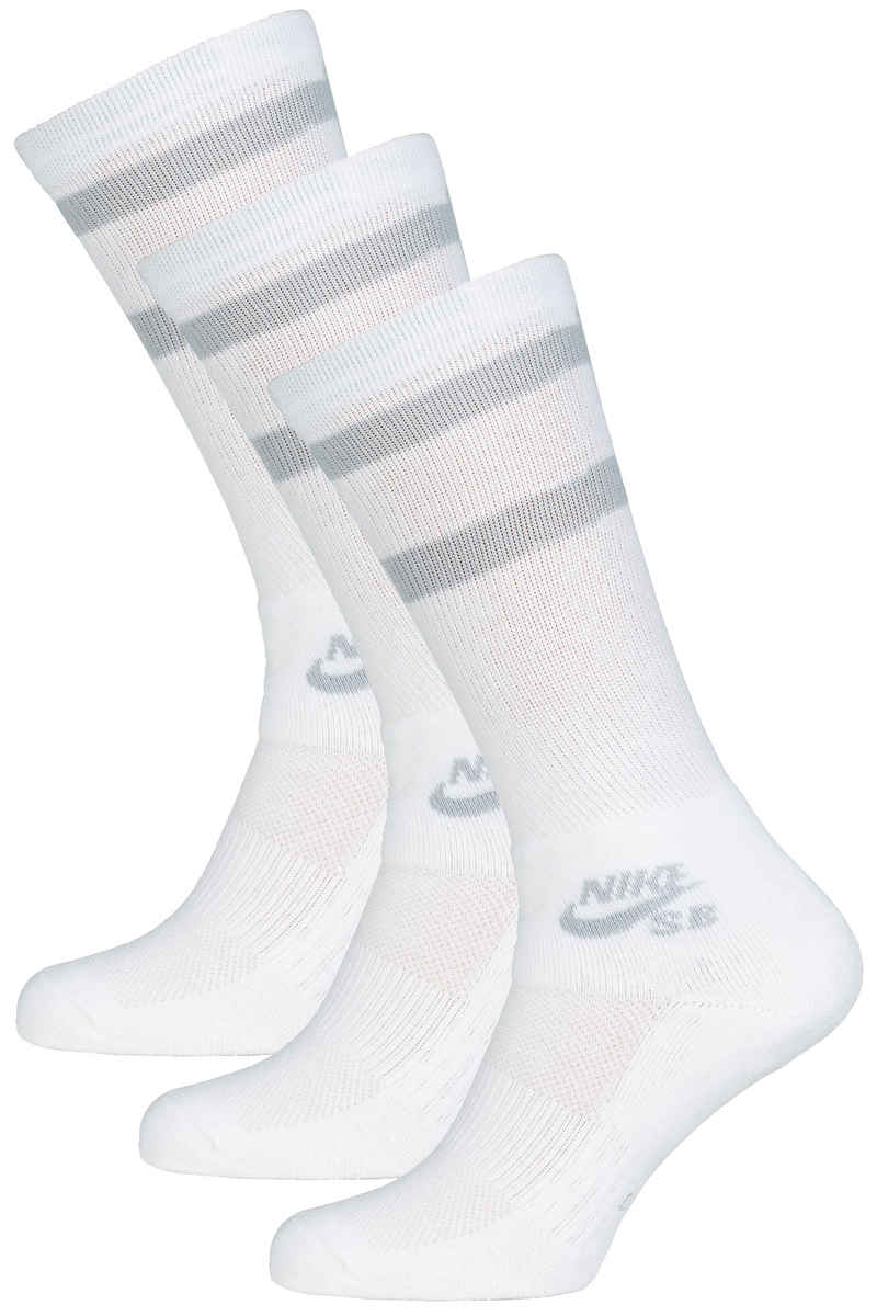 Nike SB Crew Skateboarding Sokken US 3-15 (white wolf grey) 3 Pack