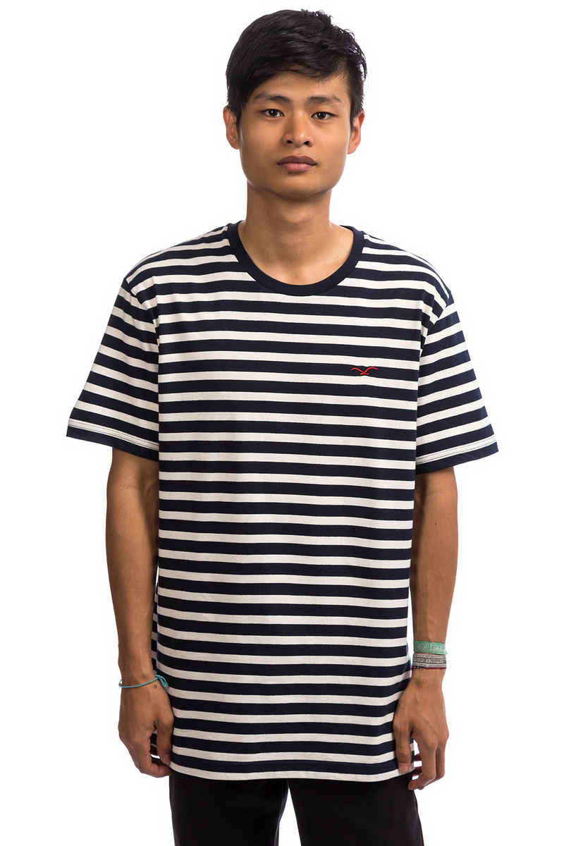 Cleptomanicx Classic Stripe 2 T-Shirt (dark navy)