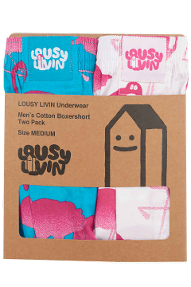 Lousy Livin Underwear Flamingo Boxers (white blue) 2 Pack
