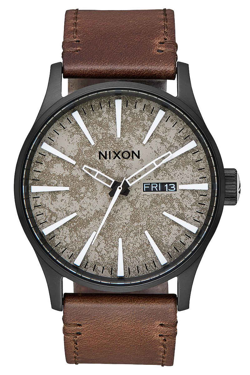 Nixon The Sentry Leather Watch (black concrete)