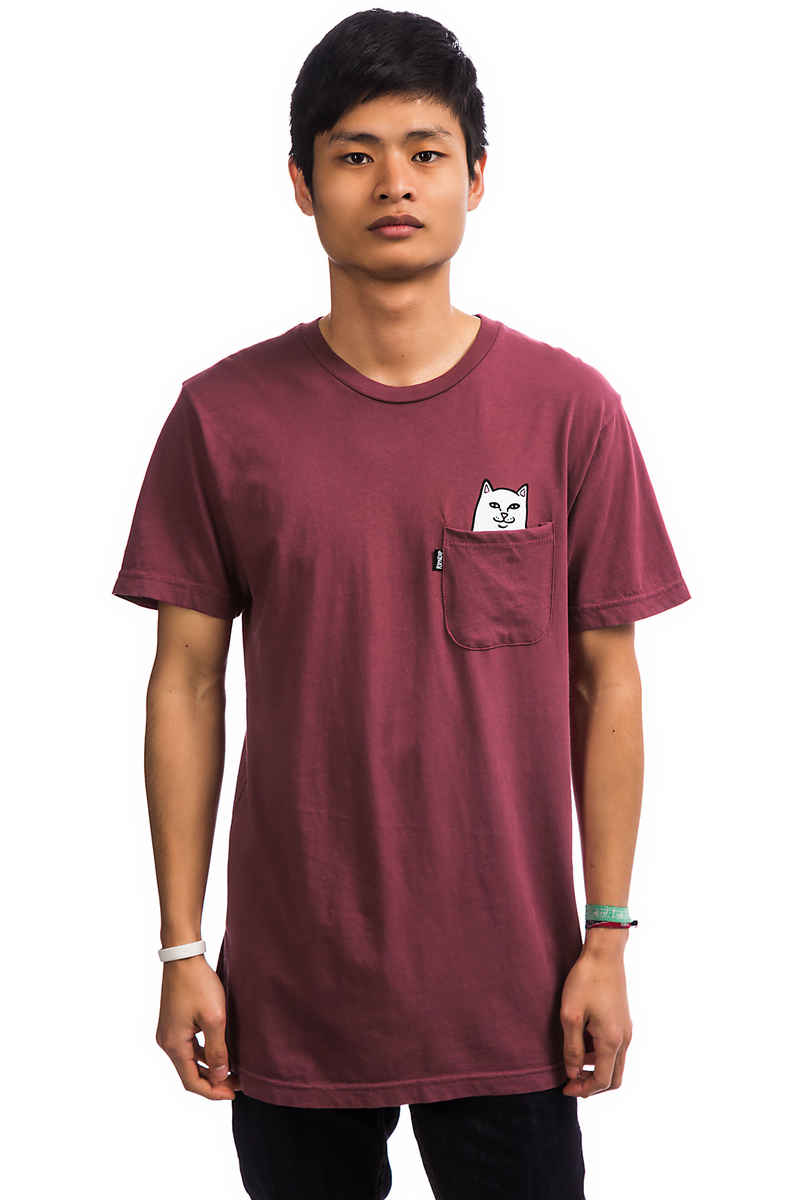 RIPNDIP Lord Nermal Pocket Camiseta (burgundy mineral wash)