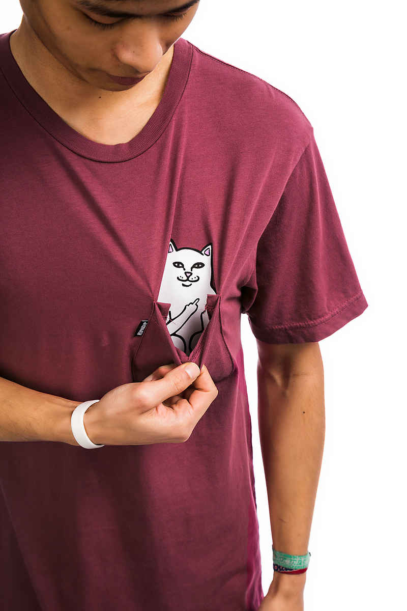 RIPNDIP Lord Nermal Pocket Camiseta (burgundy mineral wash)