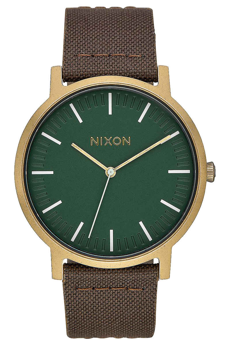 Nixon The Porter Leather Watch (palm green brass brown)