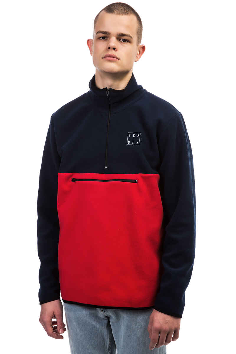 SK8DLX Square Fleece Half Zip Sweatshirt (navy red)