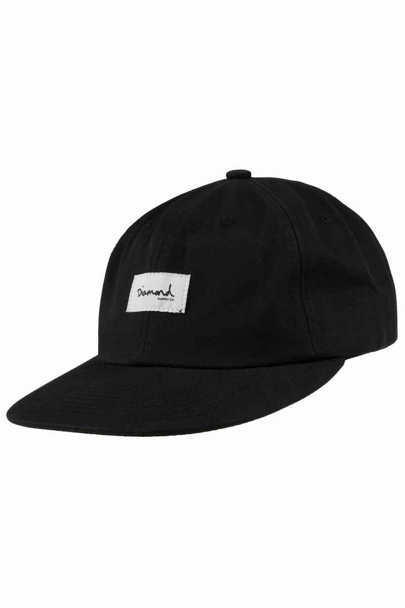 Diamond OG Script Label 6 Panel Unconstructured Cap (black)