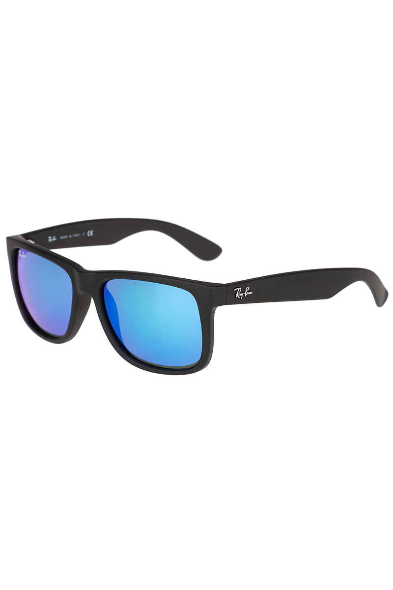 Ray-Ban Justin Sunglasses 55mm (black rubber green mirror blue)
