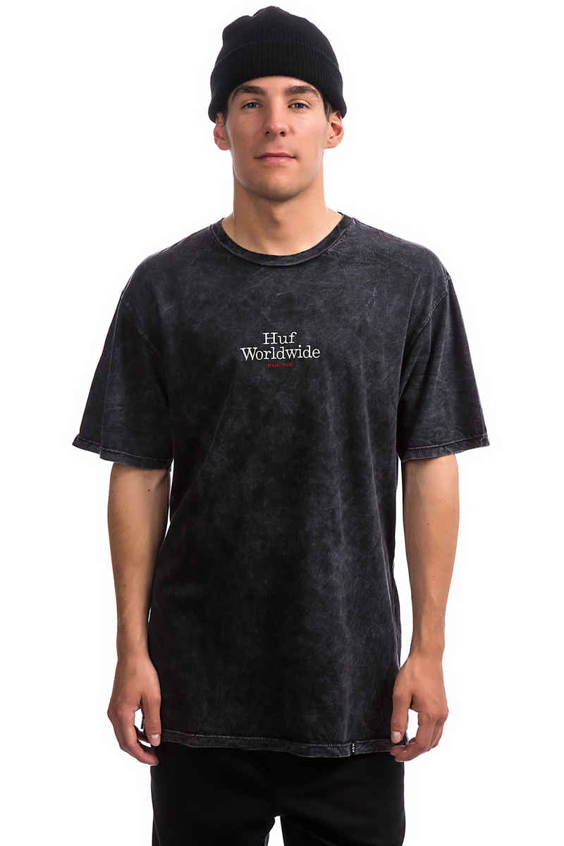 HUF Worldwide Acid Wash T-Shirt (black)
