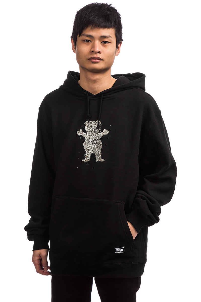 Grizzly Roll Up Bear Hoodie (black)
