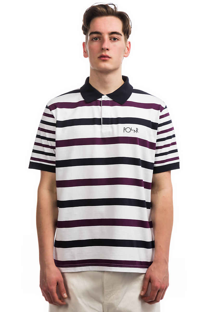 Polar Skateboards Halls Rugby Polo (white navy purple)