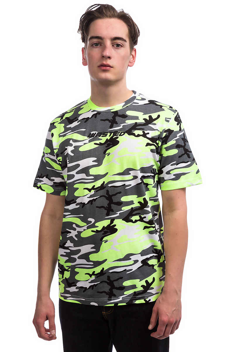 Wasted Paris Camo T-Shirt (neon yellow grey)