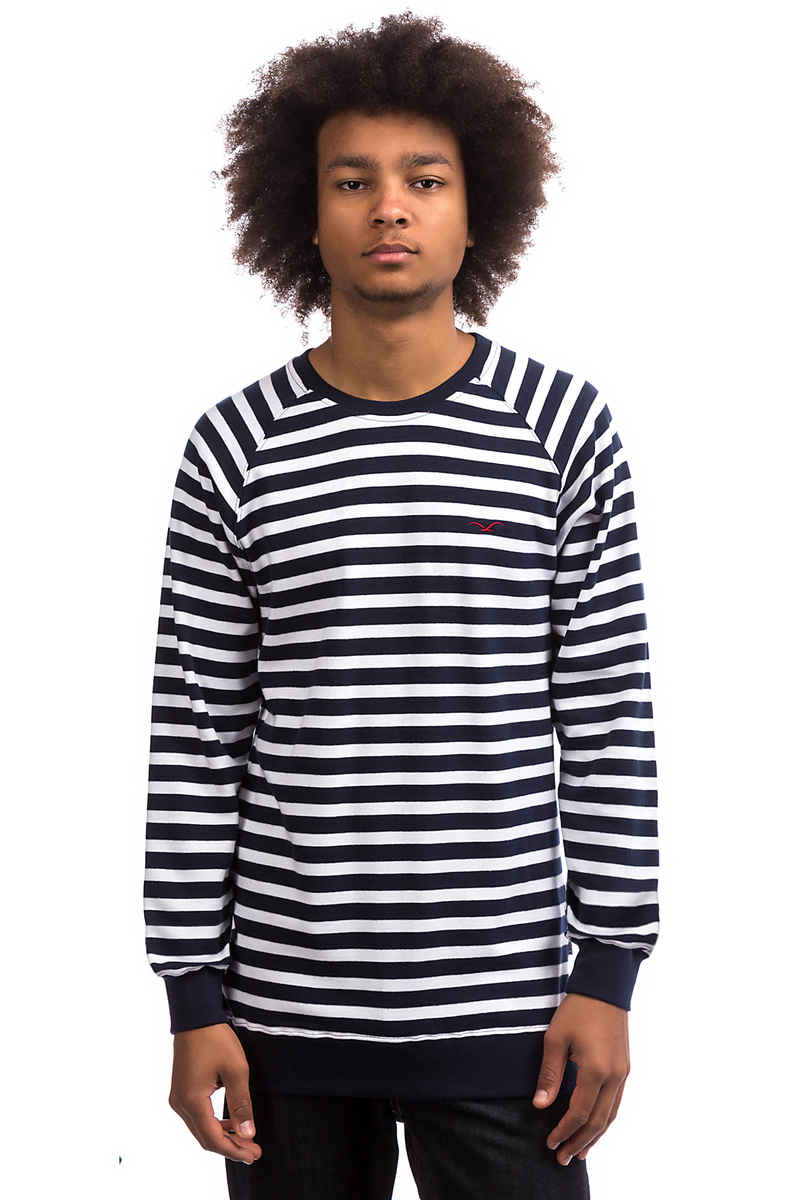 Cleptomanicx Classic Stripe 2 Sweatshirt (dark navy white)
