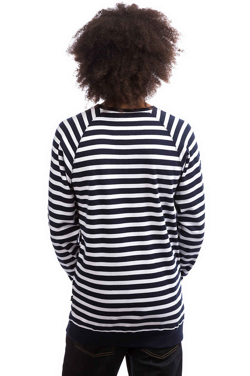 Cleptomanicx Classic Stripe 2 Sweatshirt (dark navy white)