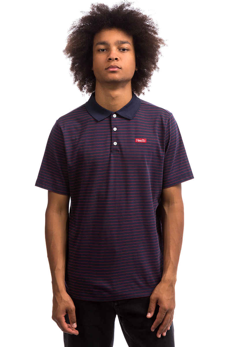 Nike SB Dry Stripe Polo-Shirt (obsidian red crush)