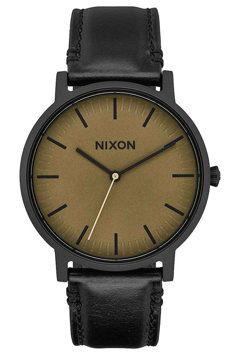 Nixon The Porter Leather Montre (black matte sage black)