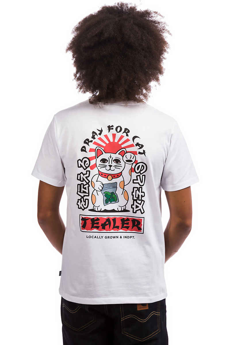 Tealer Pray For Cat T-Shirt (white)