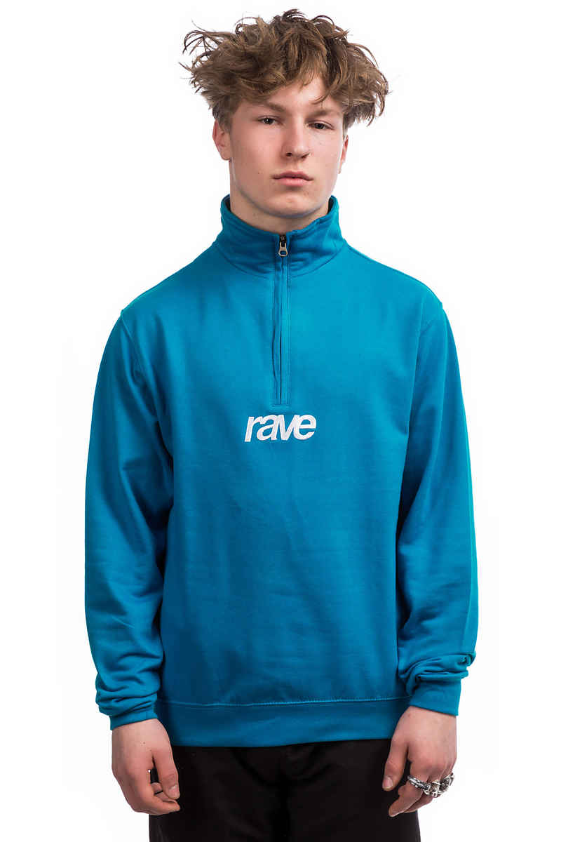 rave Classic Logo Quarter Zip Sweatshirt (sapphire blue white)
