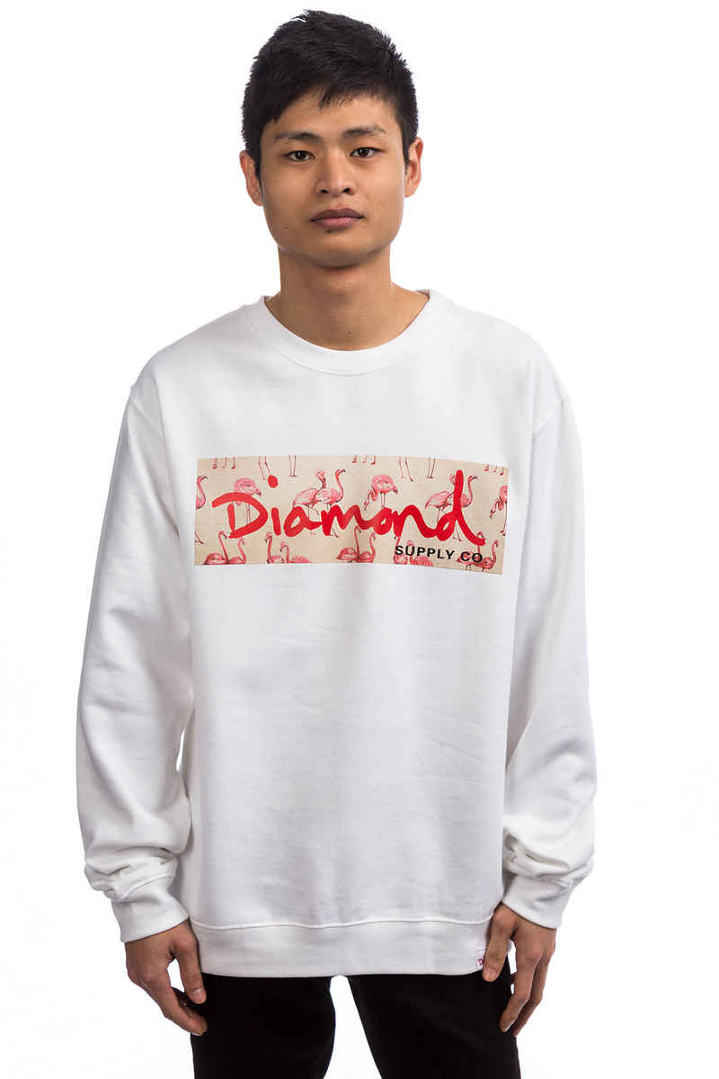 Diamond Flamingo Box Logo Sweatshirt (white)