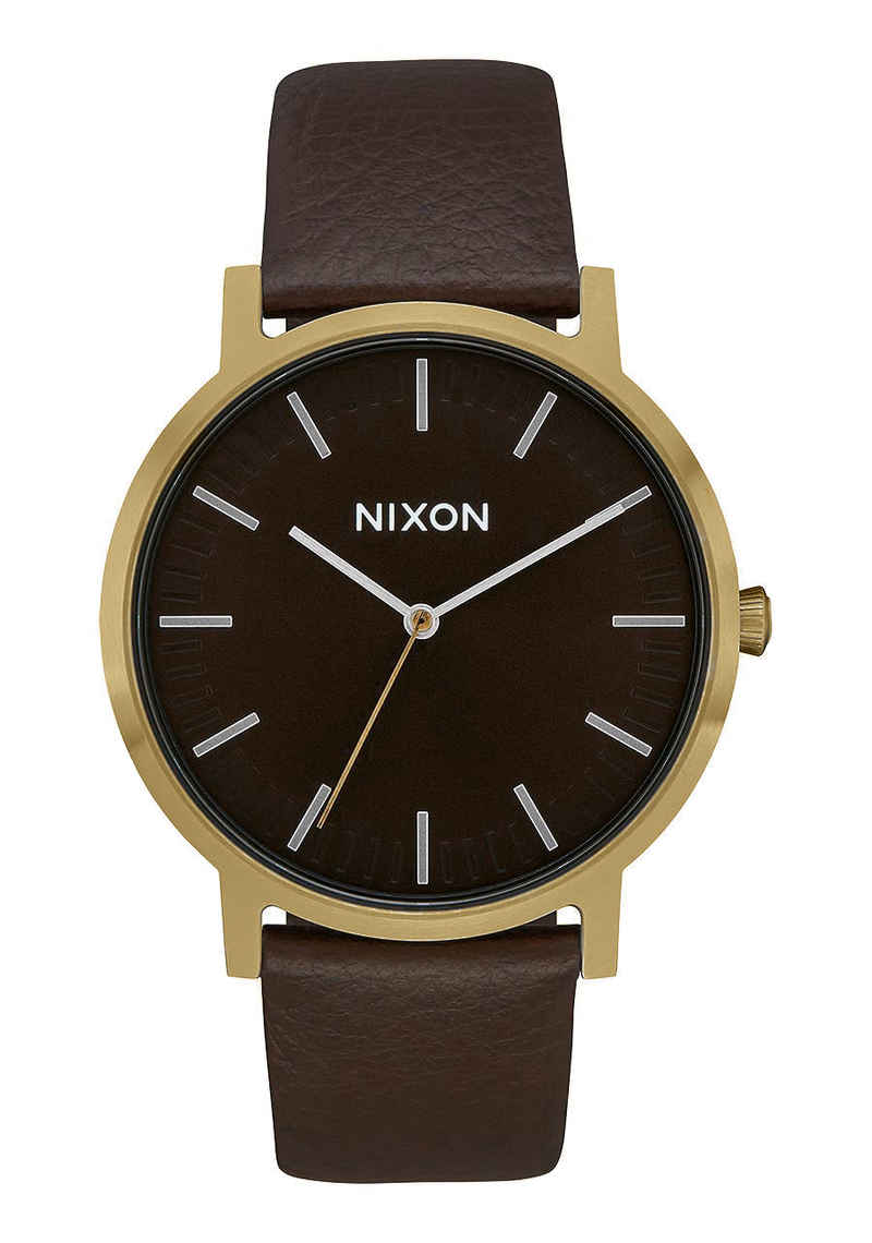 Nixon The Porter Leather Watch (brass black bown)