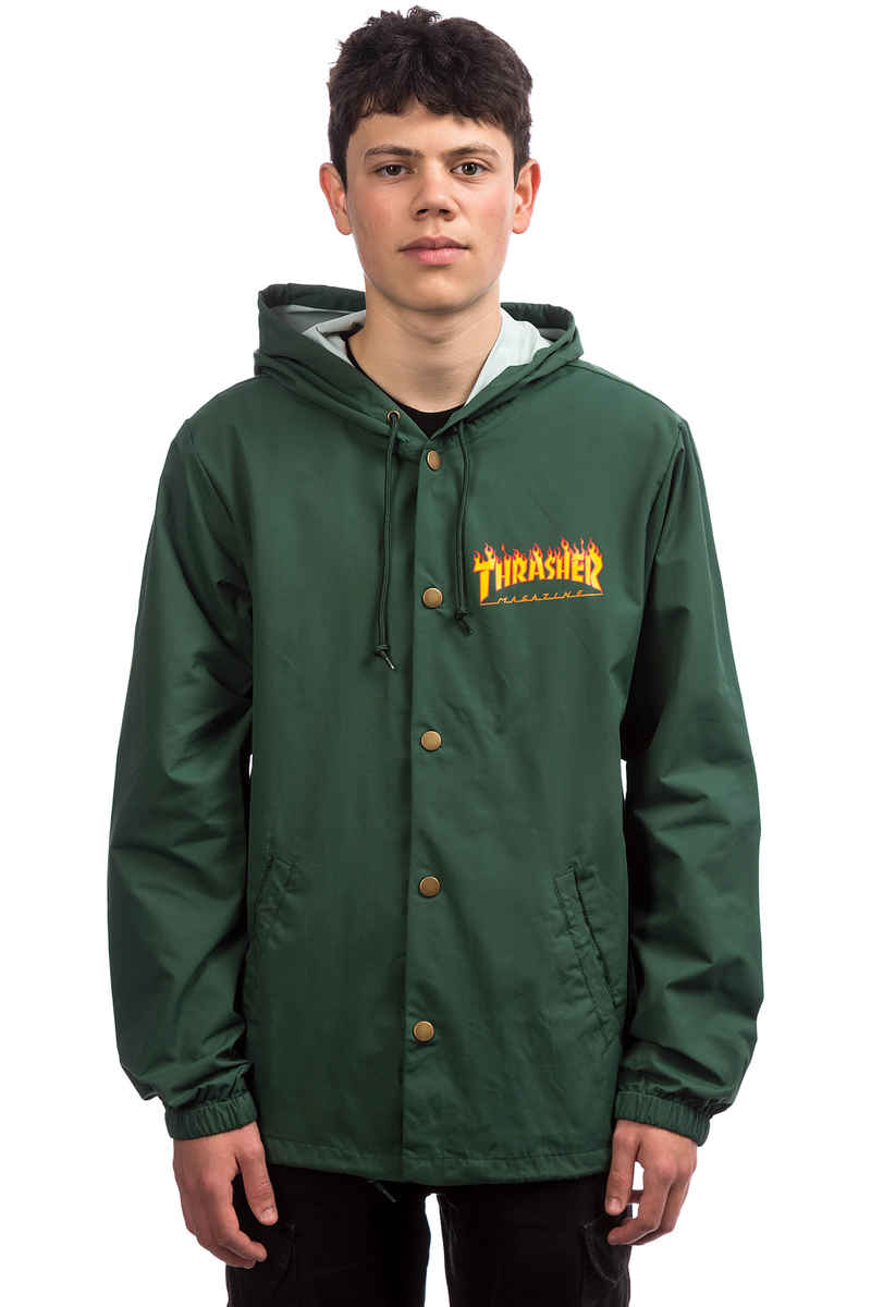 Thrasher Flame Logo Coach Jacke (forest green)