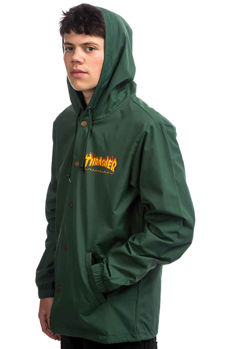 Thrasher Flame Logo Coach Jacke (forest green)
