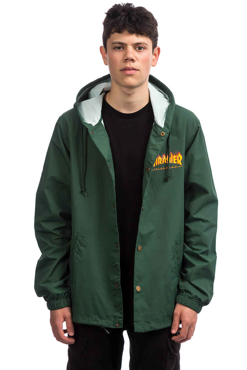 Thrasher Flame Logo Coach Jacke (forest green)