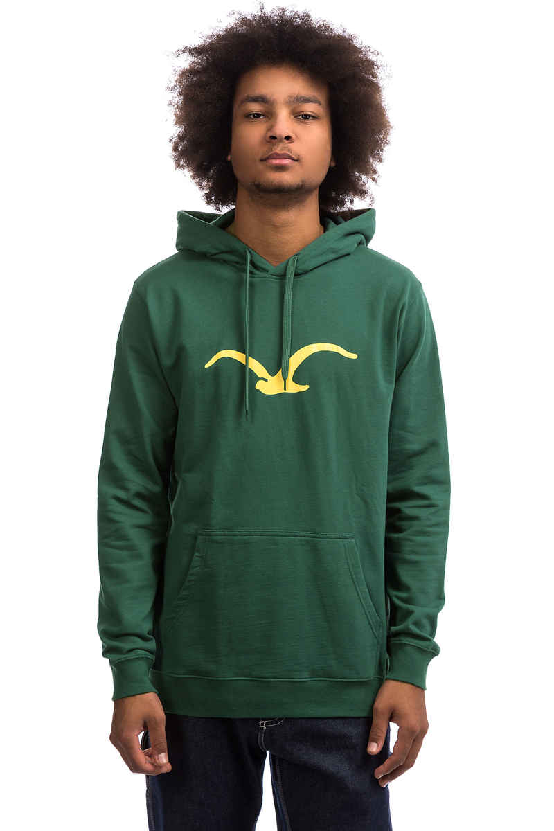Cleptomanicx Möwe Hoodie (bottle green yellow)