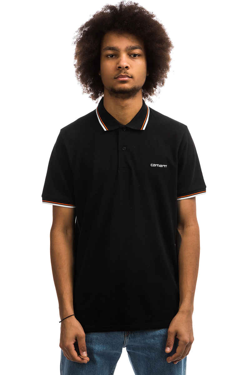 Carhartt WIP Script Embroidery Polo-Shirt (black white pepper)