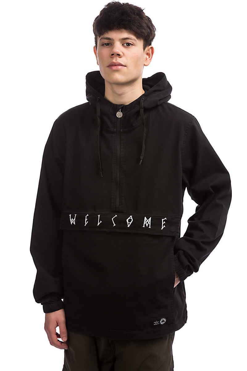 Welcome Scrawl Twill Anorak Jacke (black white)