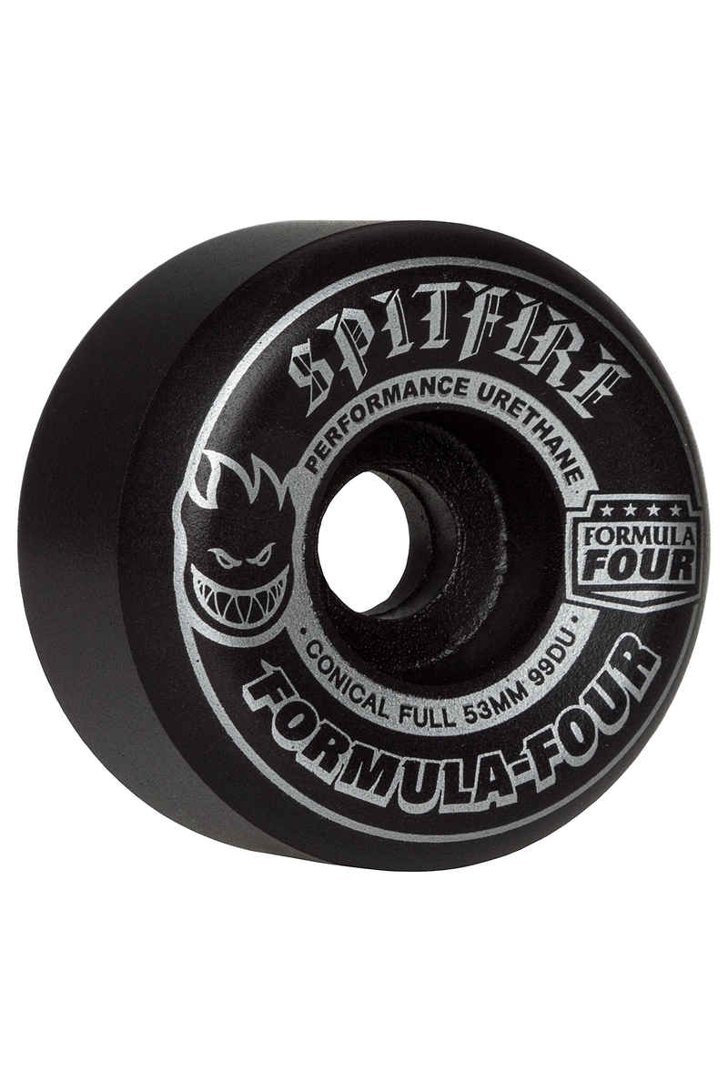 Spitfire Formula Four Blackouts Conical Full Wheels (black silver) 53mm 99A 4 Pack