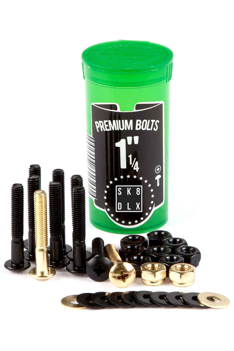 SK8DLX Premium Bolts 1 1/4" Set de vis (black gold) Raised Head (fillister) cross slot