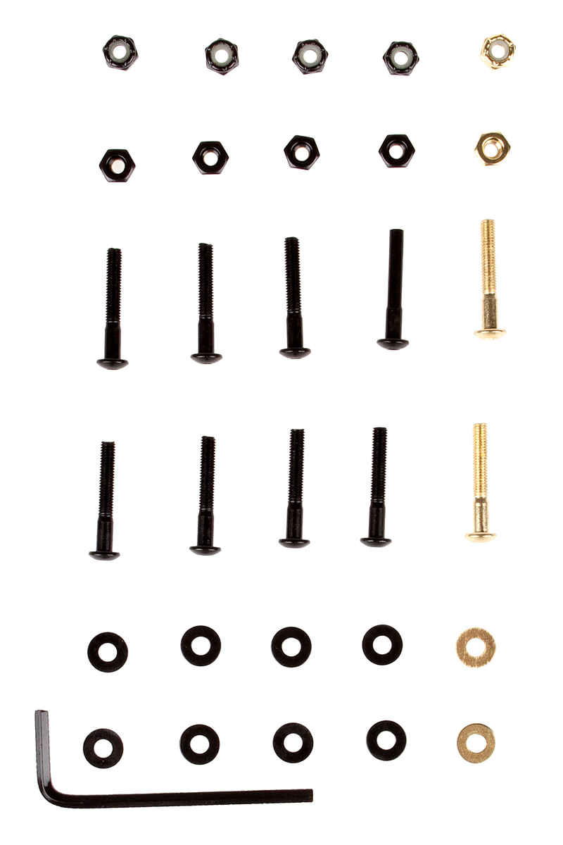 SK8DLX Premium Bolts 1 1/4" Bouten pakket (black gold) Raised Head (fillister) allen