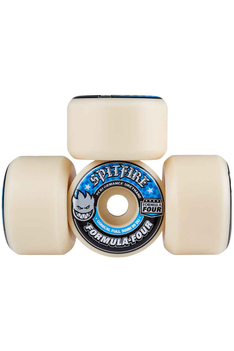 Spitfire Formula Four Conical Full 56mm Wheels (white blue) 4er Pack
