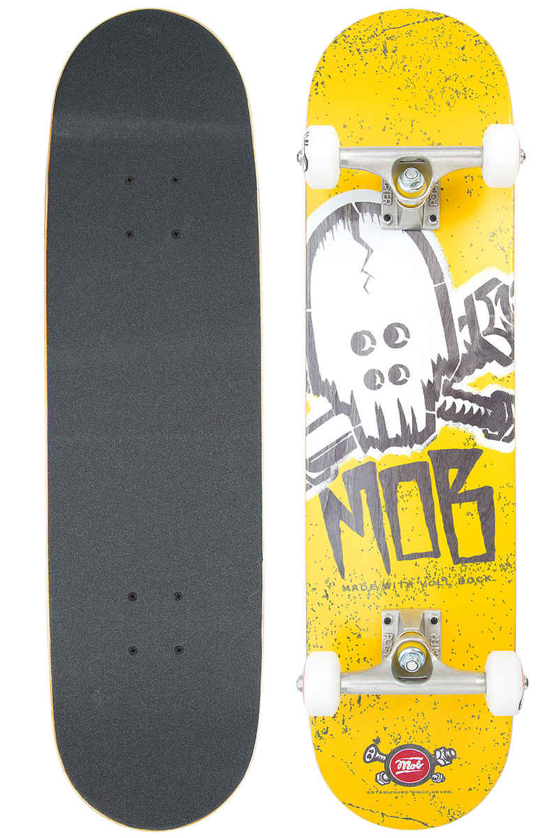 MOB Skateboards Skull Stencil 7.625" Complete-Skateboard (yellow)