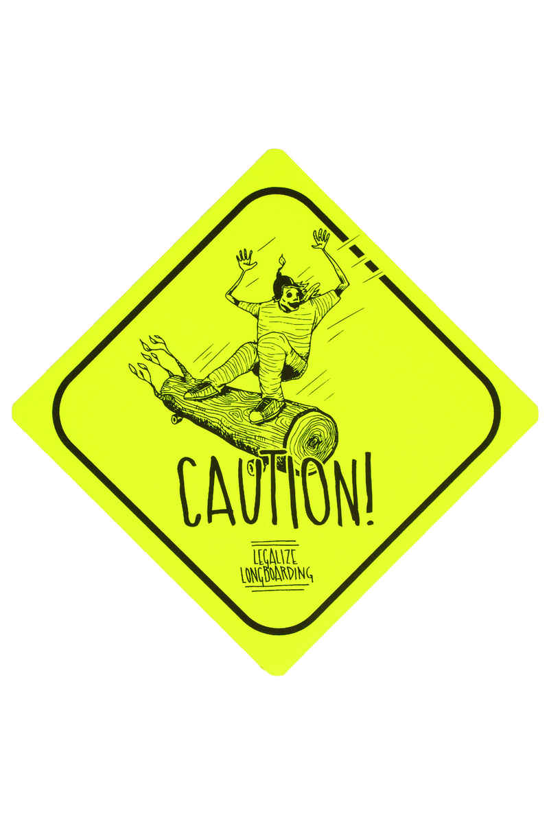 Legalize Longboarding Downhill Caution Sticker (yellow fluorescent)