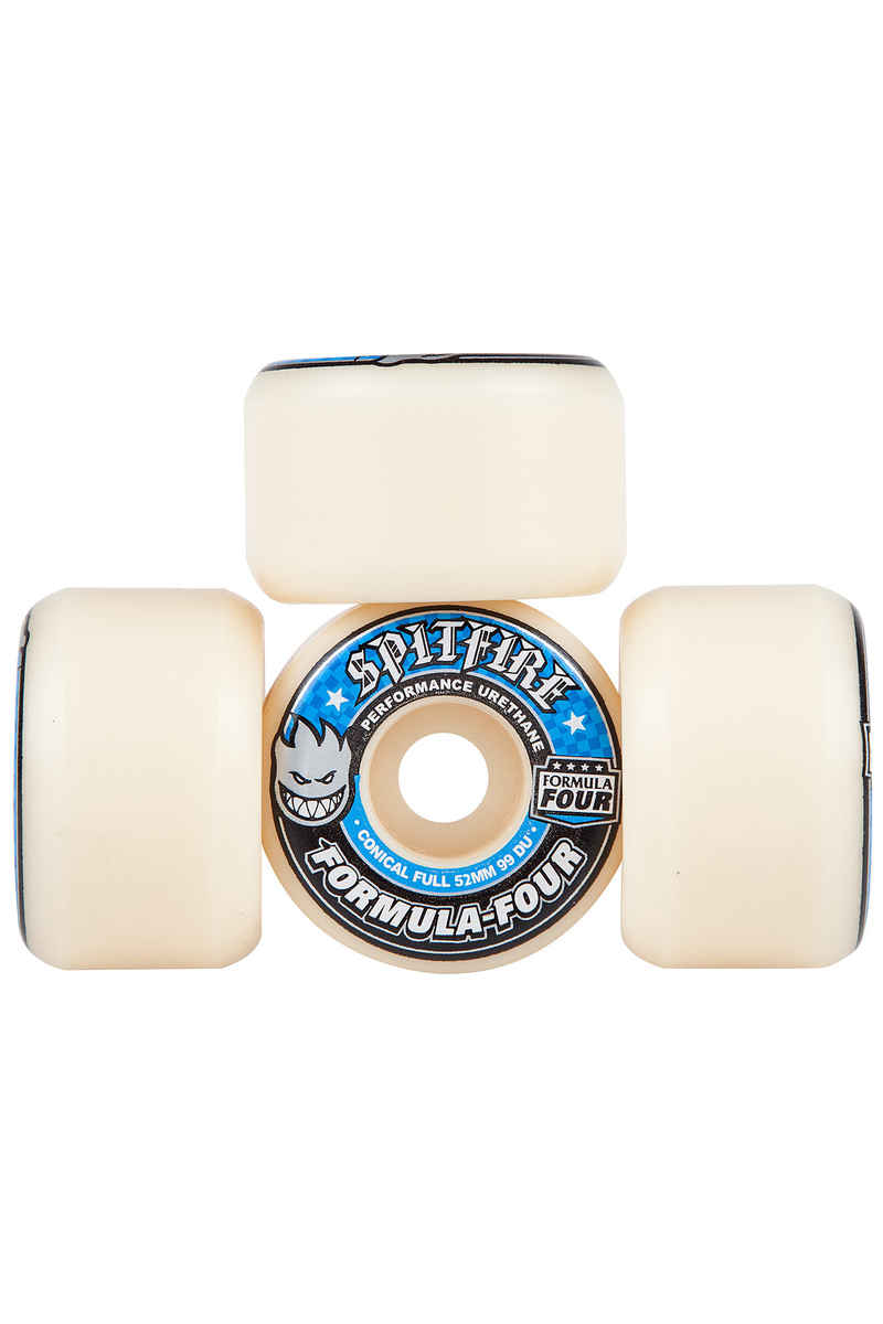 Spitfire Formula Four Conical Full Wheels (white blue) 52mm 99A 4 Pack