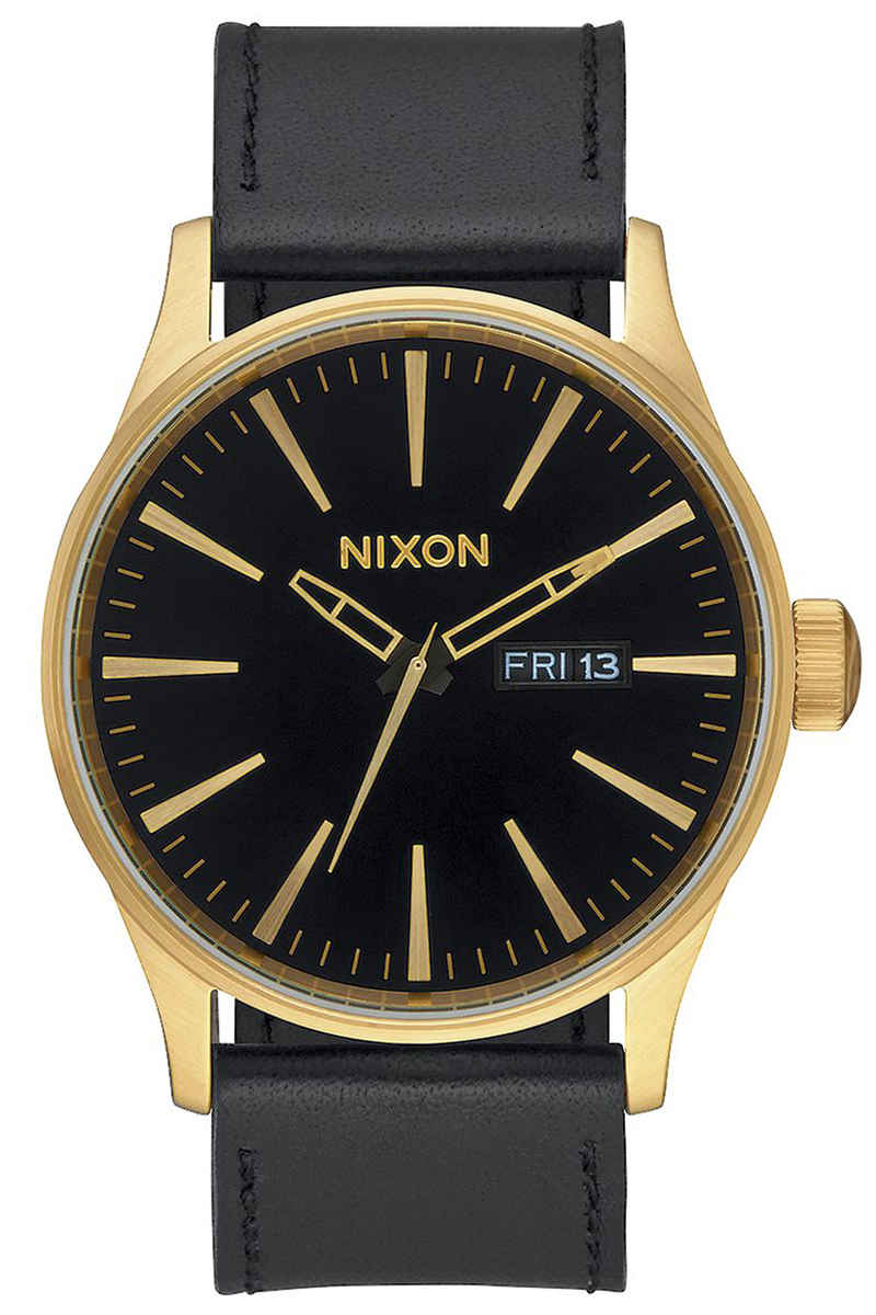 Nixon The Sentry Leather Watch (gold black)