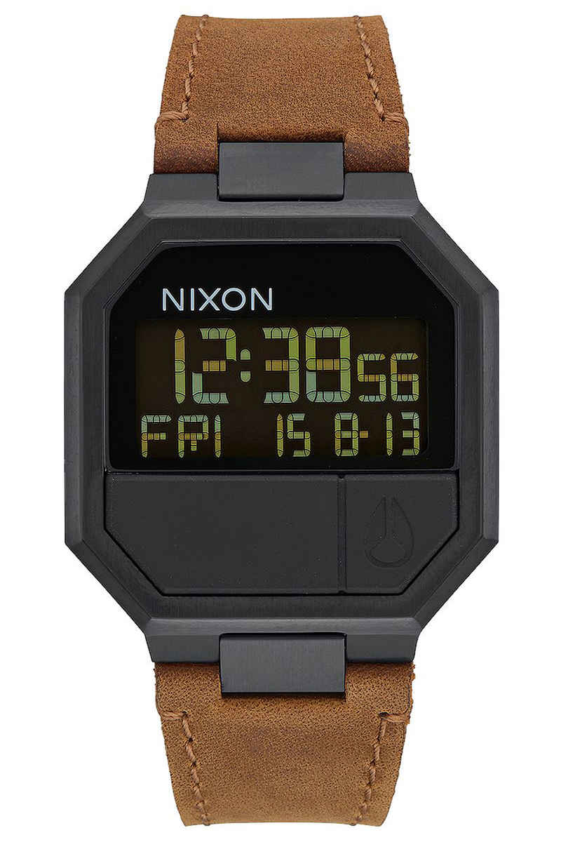 Nixon The Re-Run Leather Watch (all black brown)
