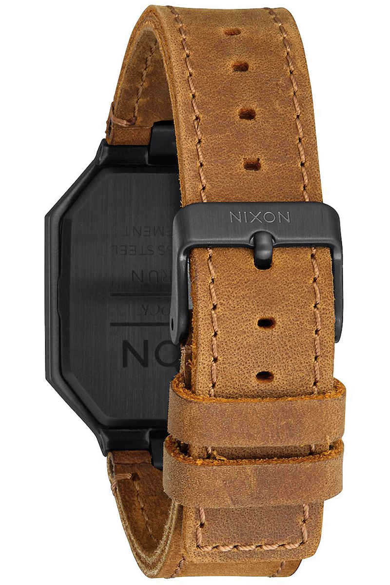 Nixon The Re-Run Leather Watch (all black brown)