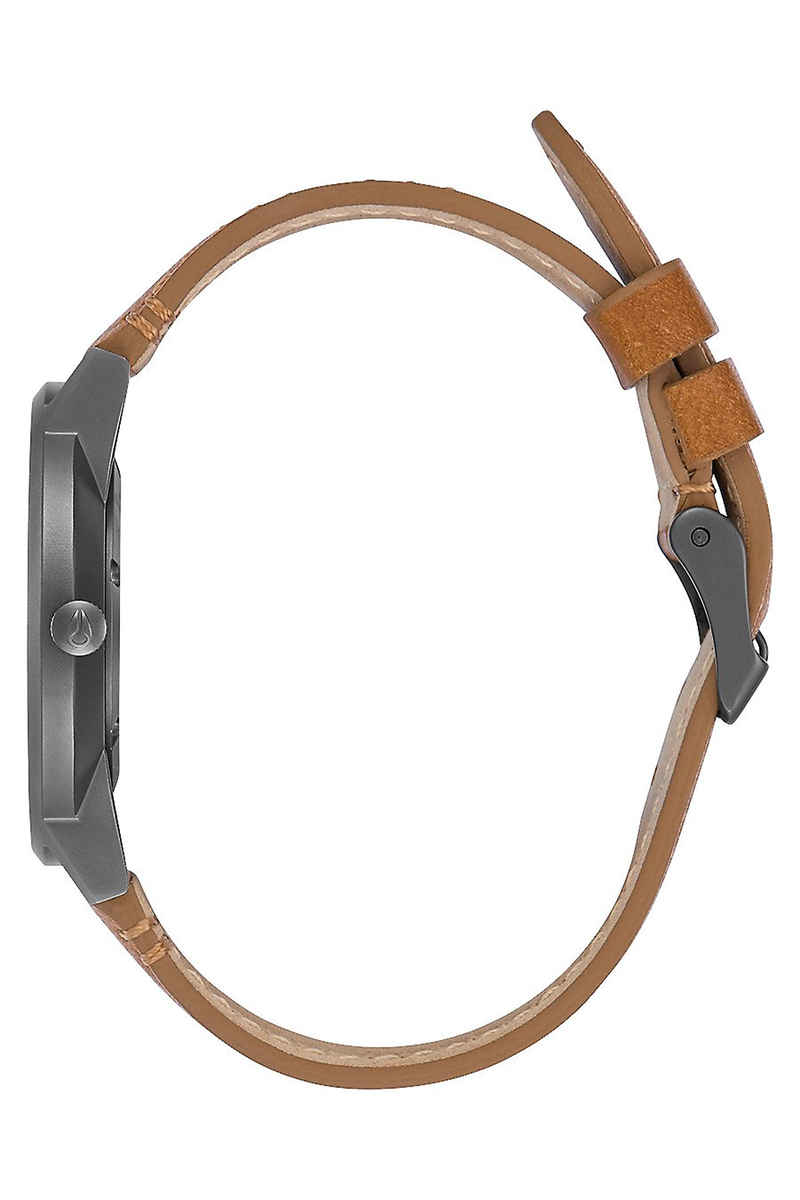 Nixon The Porter Leather Horloge (gunmetal charcoal taupe)