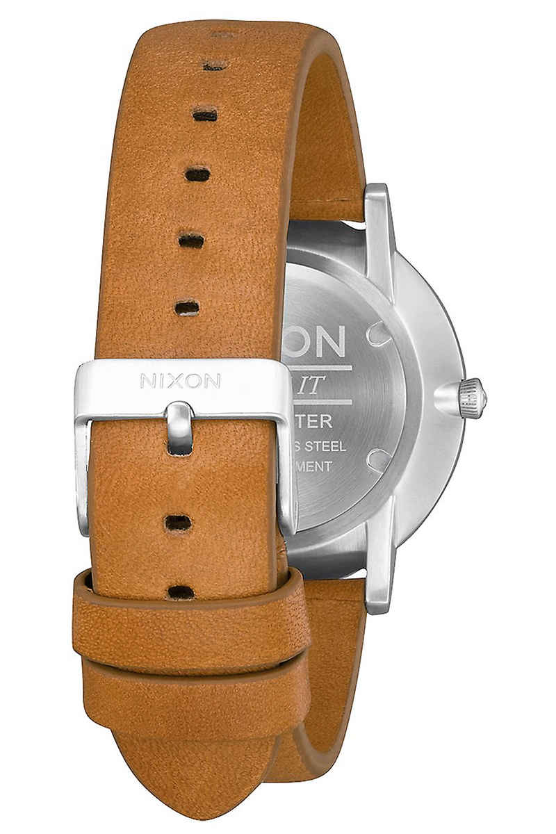 Nixon The Porter Leather Horloge (gunmetal charcoal taupe)