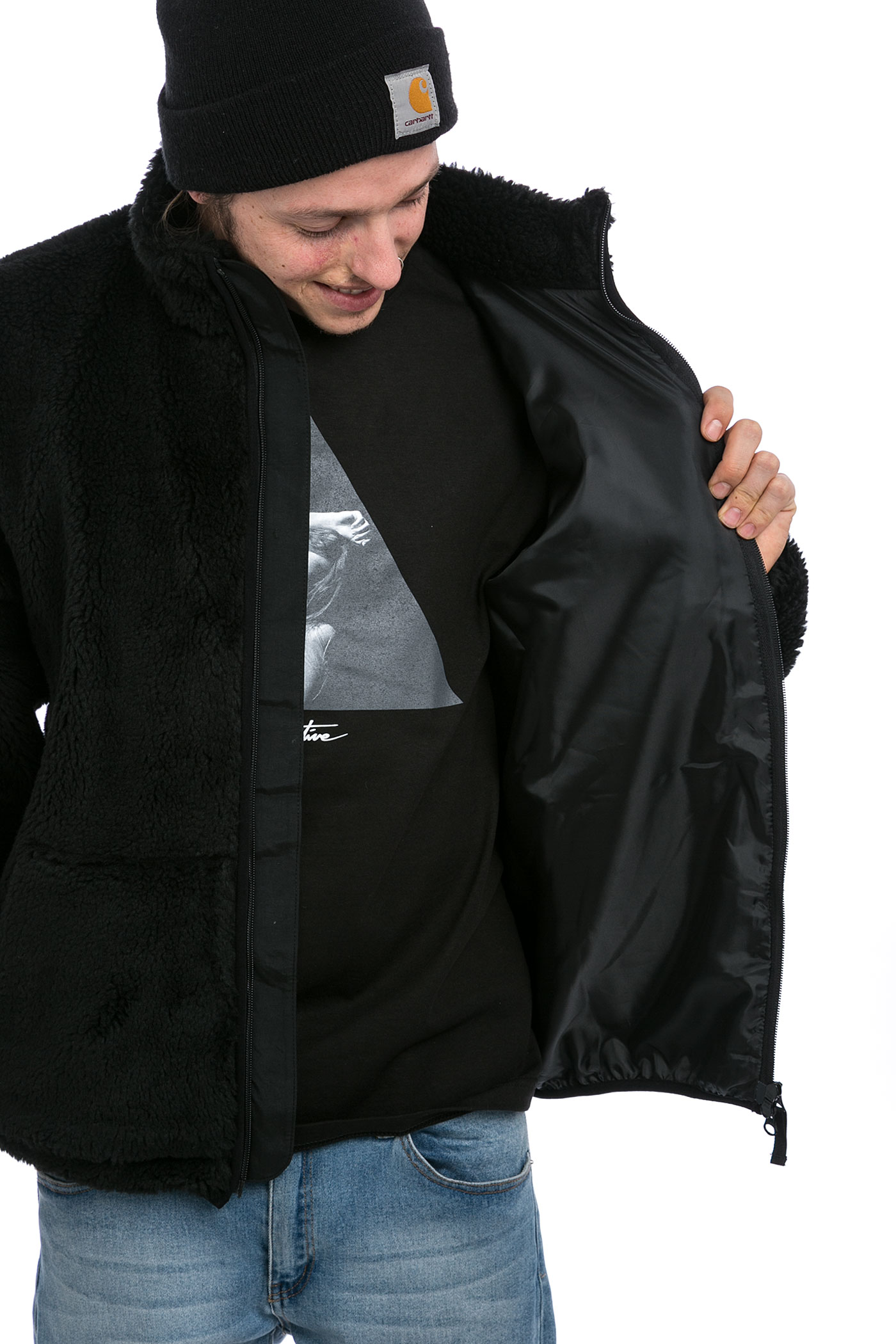 Polar Skateboards Halberg Berber Fleece Jacket (black) buy at ...