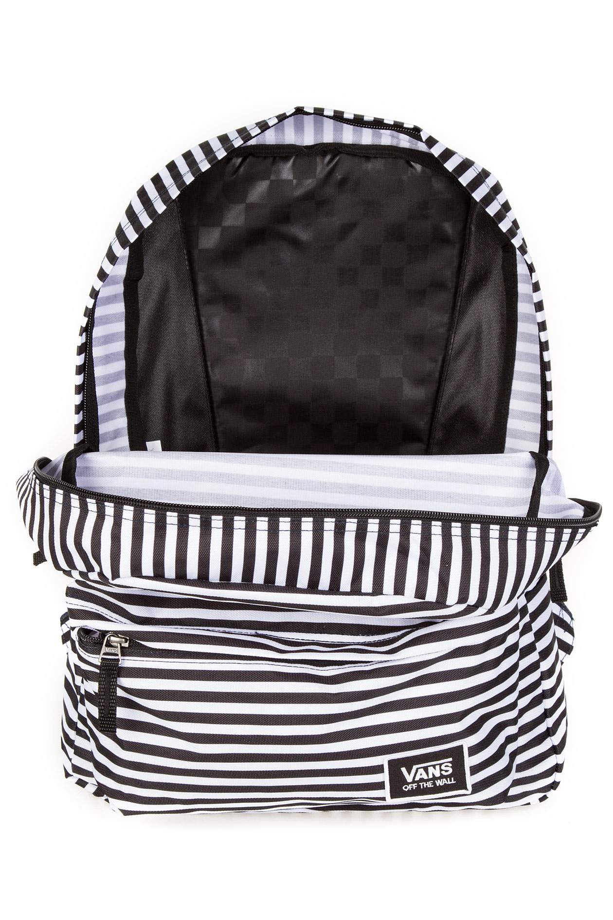 black and white striped vans backpack